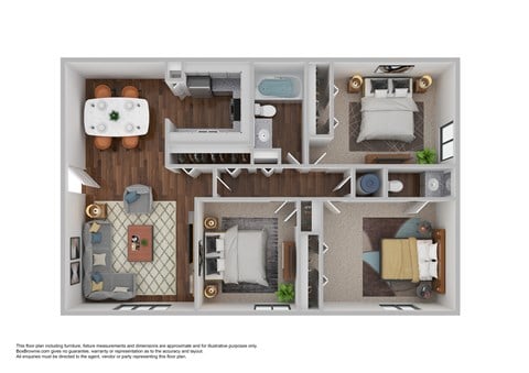 Floor plan for 3 beds, 1.5 baths, 1000 sqft